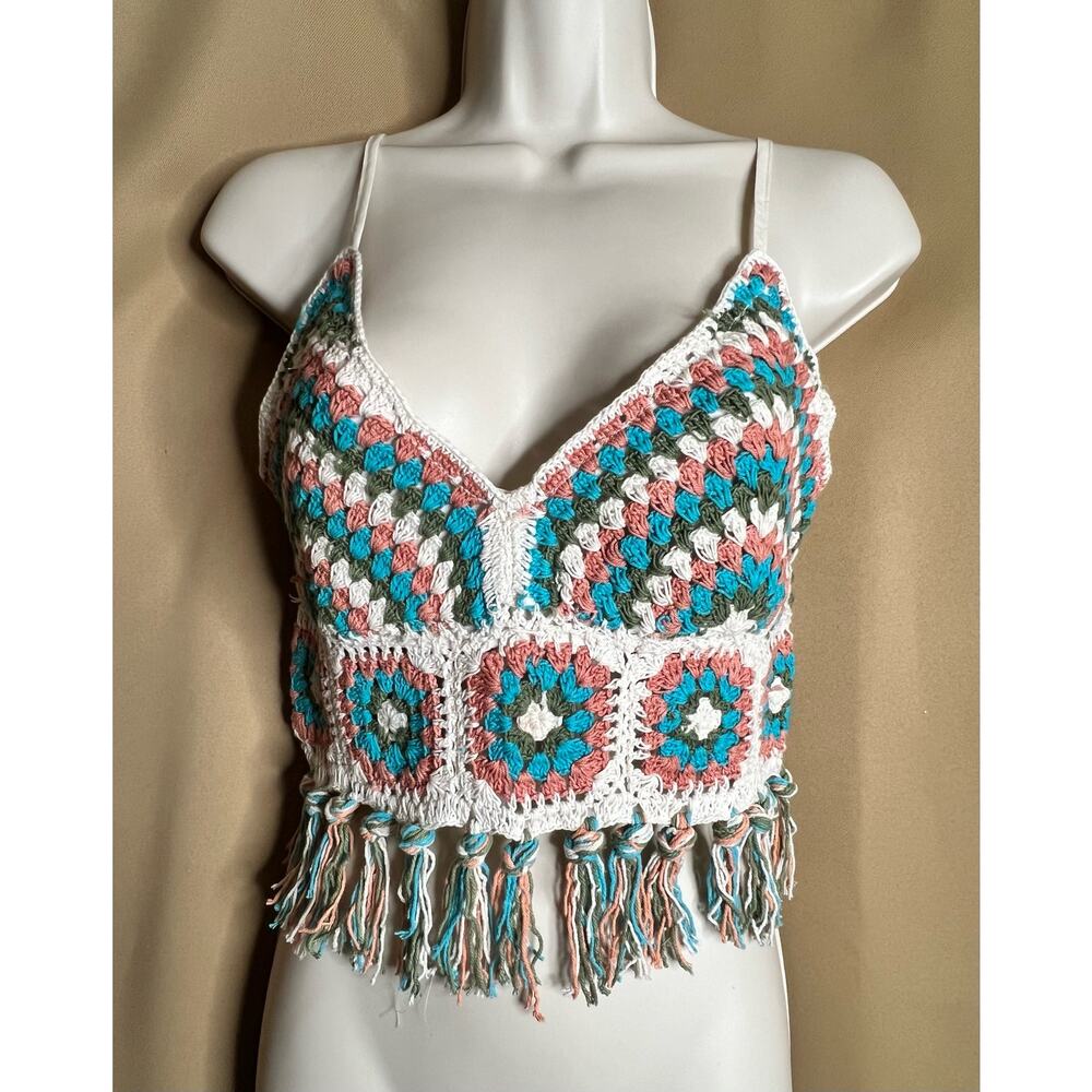 Band Of The Free - B.O.G Collective Crochet Fringe Top M NWT